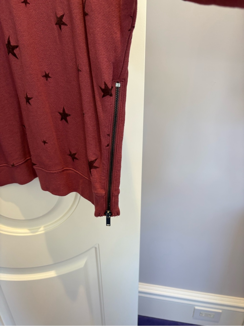 Rails Burgundy Star-Print Sweatshirt with size zippers - Picture 3 of 7